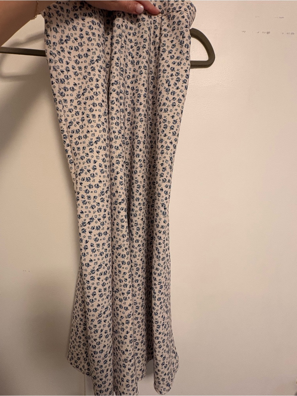 Altar’d State Cream Floral Midi Skirt with Blue Print